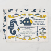 Unter dem Sea Ticket Nautical Birthday Party Einladung (Vorne/Hinten)