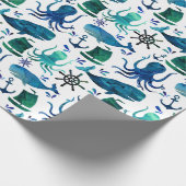 Unter dem SeeAquarell-Ozean-Marinesee Geschenkpapier (Ecke)