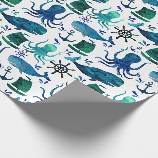 Unter dem SeeAquarell-Ozean-Marinesee Geschenkpapier (Ecke)