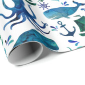 Unter dem SeeAquarell-Ozean-Marinesee Geschenkpapier (Rolleneckpunkt)