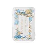 Unter dem Seeblau-u. -goldSeepferd-Strand-Haus Badematte (Vorderseite Vertikal)