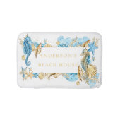 Unter dem Seeblau-u. -goldSeepferd-Strand-Haus Badematte (Vorderseite)