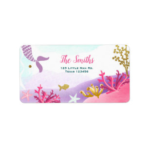 Unter dem Seemeerjungfrau-Adressen-Etiketten rosa Adressaufkleber