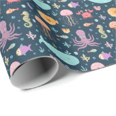 unter dem Seeozeantierkraken-Fischwal Geschenkpapier (Rolleneckpunkt)