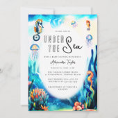 Unter dem Seepferd Niedlich Ocean Baby Dusche Einladung (Vorderseite)