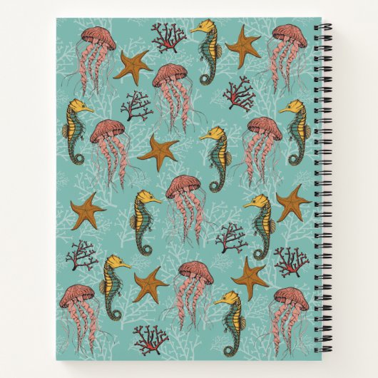 Unter dem Seepferd, Quallen und Foto von Starfish Notizblock (Rückseite)