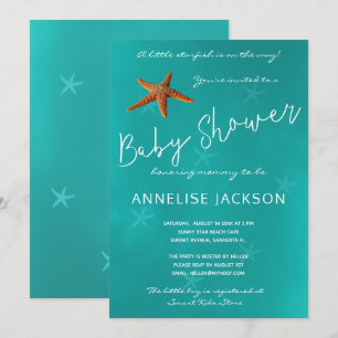 Unter dem Seestern Meer Blau Babyshower Einladung