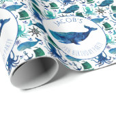 Unter dem Seewatercolor-Wal personalisiert Geschenkpapier (Rolleneckpunkt)