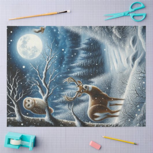 Unter dem Solstice Moon Winterwald Seidenpapier (Basteln)