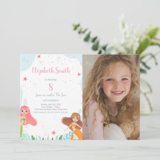 Unter dem Thema "Party für Mädchen" Einladung (Stehend Vorderseite)