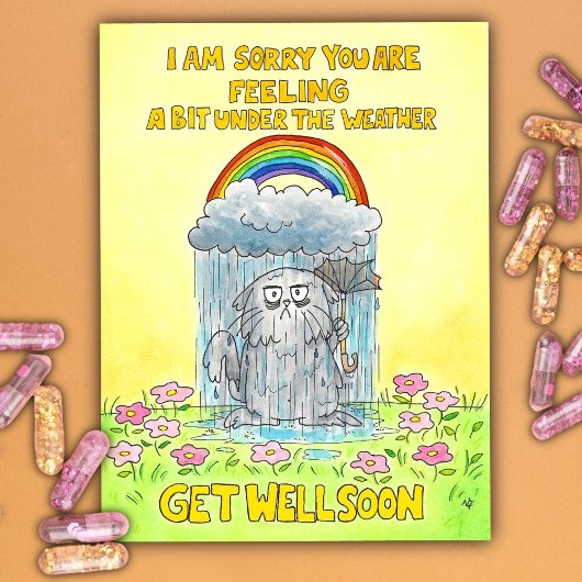 Unter dem Wetter - bald wieder gesund Postkarte