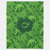 Unter den Blättern Monogramm Grün Fleecedecke (Vorderseite)