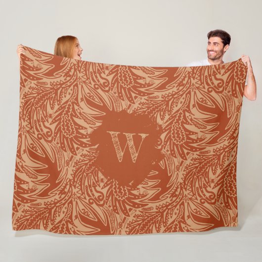 Unter den Blättern Monogramm Grün Fleecedecke (Beispiel)
