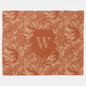 Unter den Blättern Monogramm Grün Fleecedecke (Vorderseite (Horizontal))