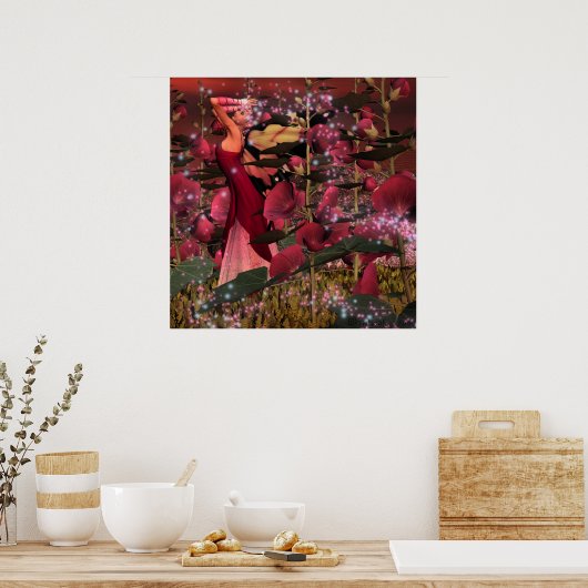 Unter den Hollyhocks Poster (Küche)