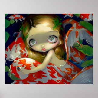 Unter den Koi ART PRINT Fischen mermaid große Auge Poster