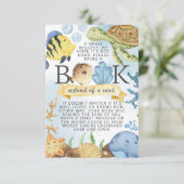 Unter den Meeresbüchern für Babyausgabekarten einf Einladung (Stehend Vorderseite)