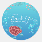 Unter den Meereslebewesen Runder Aufkleber (Vorderseite)