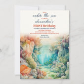 Unter den Meerestieren 1. Geburtstag Einladung (Vorderseite)