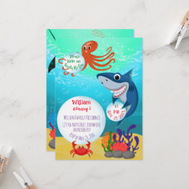 Unter den Meerestieren laden Sie zu einer Geburtst Einladung