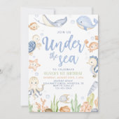 Unter den Meerestieren Ozean Geburtstag Einladung (Vorderseite)