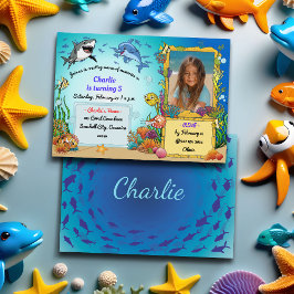 Unter den Meerestieren, Unterwasser Foto Geburtsta Einladung
