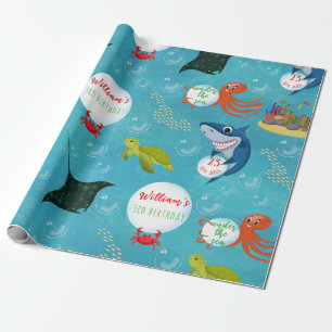 Unter den Meerestieren Wasserblasen Muster Geschenkpapier
