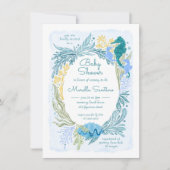 Unter den Meereswellen Seepferd Twins Boys Einladung (Vorderseite)