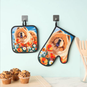 UNTER DEN MOPNIGEN Chow-Chow Ofenhandschuh & Topflappen-Set