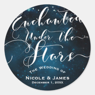 UNTER DEN STARS Starry Blue Wedding VERÄNDERT Runder Aufkleber