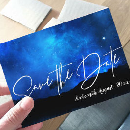 Unter den Sternen Blaue Nacht Himmel Typografie Ho Save The Date