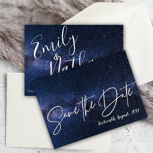 Unter den Sternen Blaue Nacht Himmel Typografie Ho Save The Date
