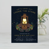 Unter den Sternen | Camping Birthday Party Folieneinladung (Stehend vorne)