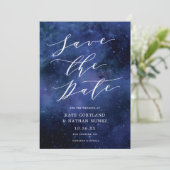Unter den Sternen Chic Space Astronomie Stars Hoch Save The Date (Stehend Vorderseite)