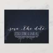 Unter den Sternen Elegante Hochzeit Save the Date Ankündigungspostkarte (Vorderseite)