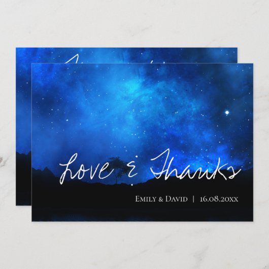 Unter den Sternen Elegante Liebe und Dankesworte a Dankeskarte (Vorne/Hinten)