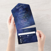 Unter den Sternen Elegante Weltraumastronomie Hoch All In One Einladung (Abreißen)