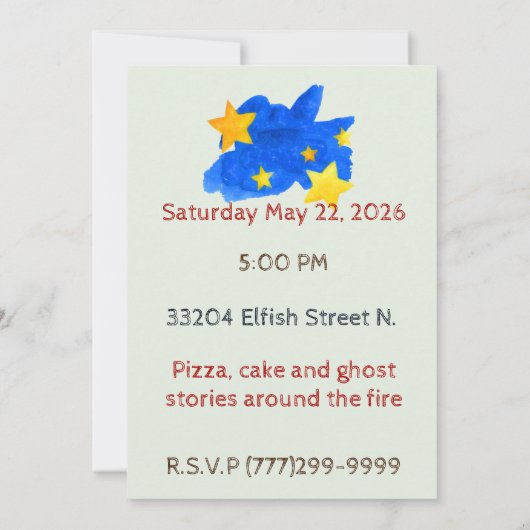 Unter den Sternen Geburtstag (Rückseite)