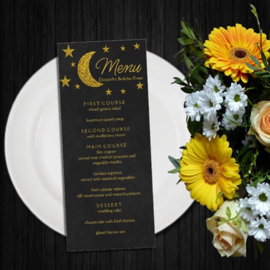 Unter den Sternen Geburtstag Menükarte