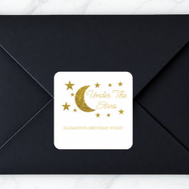 Unter den Sternen Geburtstag Quadratischer Aufkleber