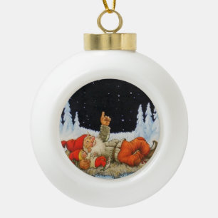 “Unter den Sternen” Gnome von Jenny Nystrom Keramik Kugel-Ornament