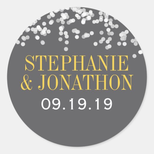 Unter den Sternen Grau und Gelb Runder Aufkleber (Vorderseite)