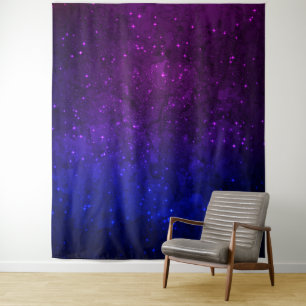 Unter den Sternen in der blauen und Lila Galaxie Wandteppich