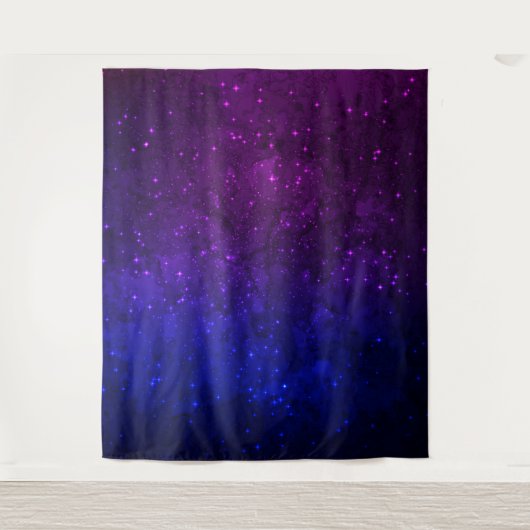 Unter den Sternen in der blauen und Lila Galaxie Wandteppich (Vorderseite)