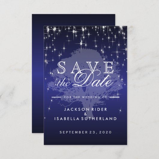Unter den Sternen in dunkelblau - Save the Date (Vorne/Hinten)