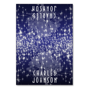 Unter den Sternen in dunkelblauer Platzkarte Tischnummer