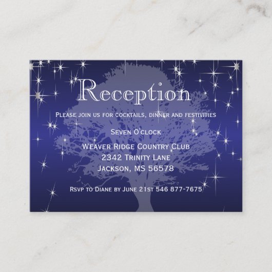 Unter den Sternen in metallisch dunkelblau - Empfa Begleitkarte (Vorderseite)