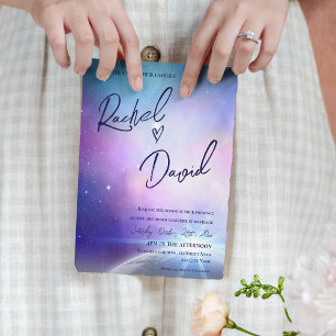 Unter den Sternen Lila rosa Typografie Hochzeit