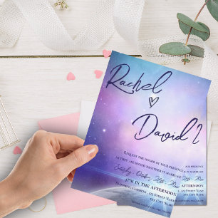 Unter den Sternen Lila rosa Typografie Hochzeit