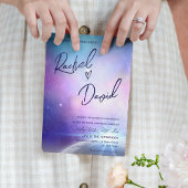 Unter den Sternen Lila rosa Typografie Hochzeit